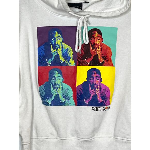 Chemistry‎ White Graphic Hoodie Poetic Justice Size Large Crop 2Pac - Picture 2 of 7